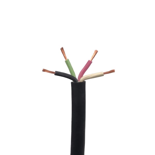 16 AWG SJOOW Portable Cord, 4 Conductor 300V Power Cable, EPDM Wires w/CPE Outer Jacket - 10' Lngth